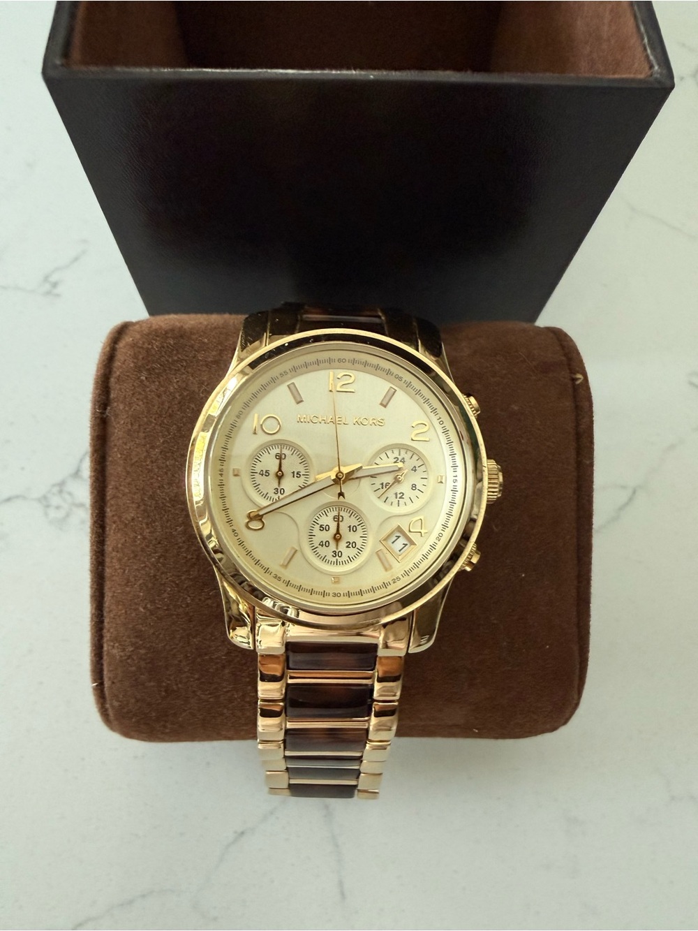 Michael Kors Women’s Gold-Tone Tortoise shell Watch - Gold/Brown